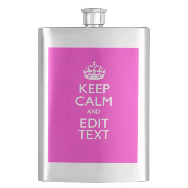 Flasque Personnalized Keep Calm And Your Text Pink Decor (devant)
