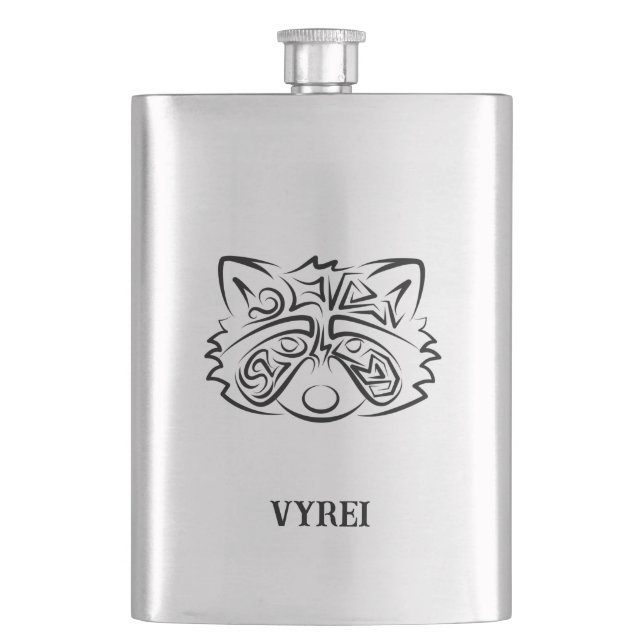Flasque Raccoon tribal noir et blanc (devant)