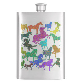 Flasque Rainbow Horses - "Dotty about Horses !"