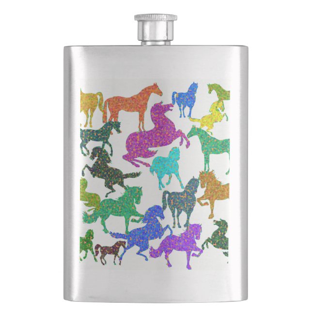 Flasque Rainbow Horses - "Dotty about Horses !" (devant)