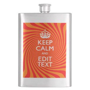 Flasque Restez Calme Et Ayez Votre Texte Orange Swirl