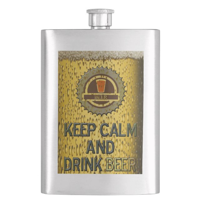 Flasque Restez calme et buvez de la bière (devant)