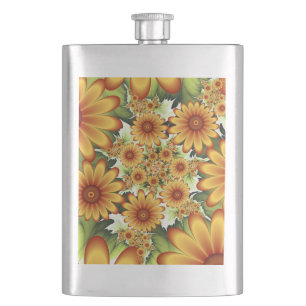 Flasque Rêve Floral, Art Fractal Moderne Abstrait Fleur