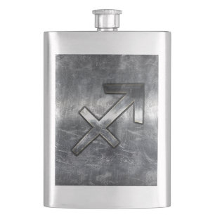 Flasque Sagittarius Zodiac Silver Distour Steel look