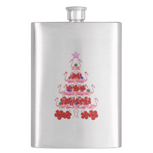 Flasque Sapin de Noël Flamant Rose Santa