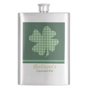 Flasque Shamrock de chèques verts personnalisé