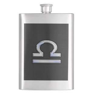 Flasque Silver Libra Zodiac Connexion en noir style peau d