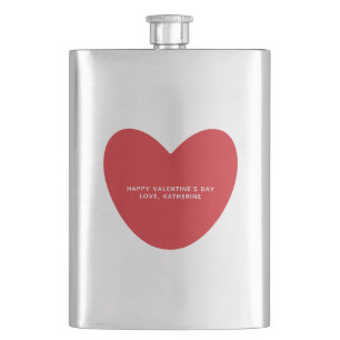 Flasque Simple mignon coeur rouge personnalisé Saint Valen