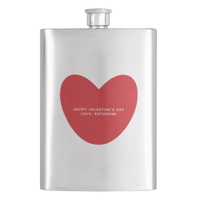 Flasque Simple mignon coeur rouge personnalisé Saint Valen (devant)
