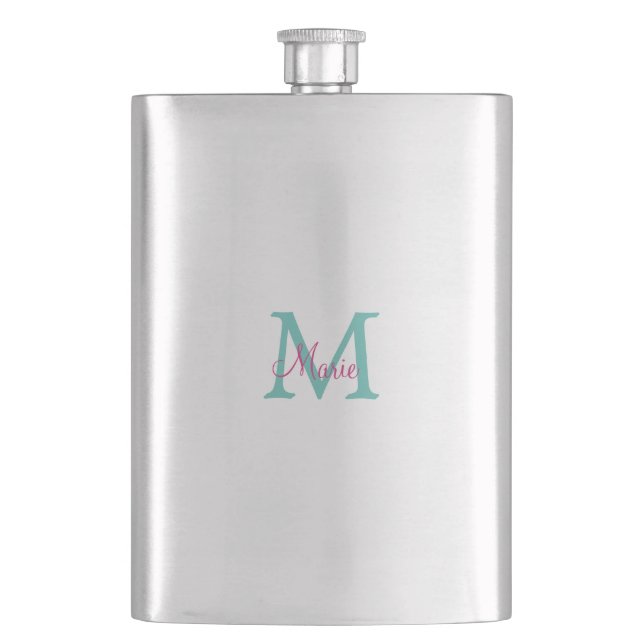 Flasque simple minimal ajouter nom monogramme vert rose bl (devant)