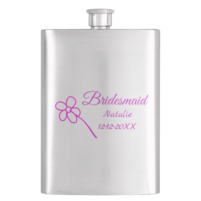 Flasque Simple minimum rose bridesmaid ajouter le nom de l (devant)