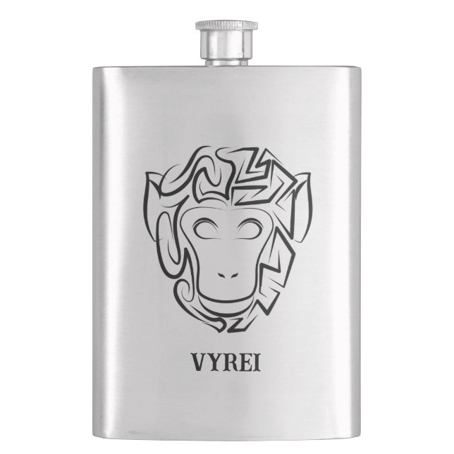 Flasque Singe tribal noir et blanc (devant)