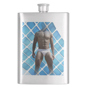 Flasque SlipperyJoe's homme musclé abdos six-pack blanc so