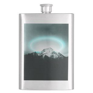Flasque Snowy mountain mysterious blue neon light