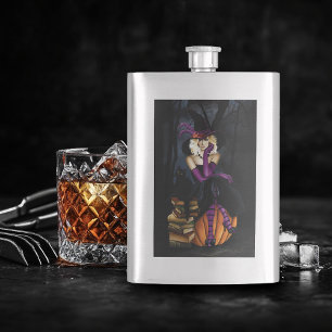 Flasque Sorcière Blonde Enjouée Citrouille Fantaisie Viole