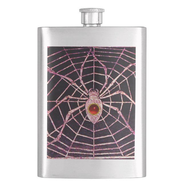 Flasque SPIDER ET WEB Rouge Ruby Noir (devant)