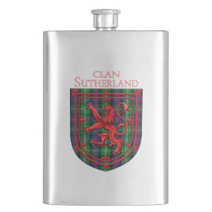 Flasque Sutherland Tartan Scottish Plaid Lion Rampant