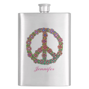 Flasque Symbole de signe de paix de fleur personnalisé