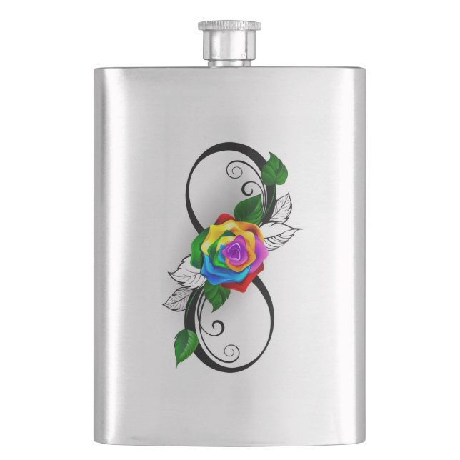 Flasque Symbole d'infini avec Rose arc-en-ciel (devant)