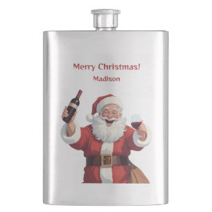 Flasque Texte personnalisé amusant Drunk Père Noël