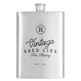 Flasque Vintage âge comme un bon whisky Monogramme et ann