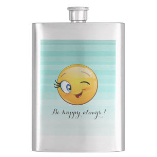 Flasque Visage d'Emoji clin d'œil adorable - Soyez heureux