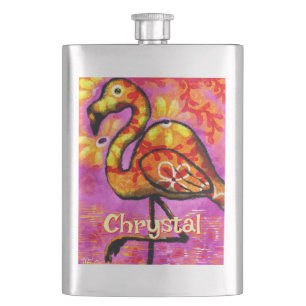 Flasque Whimsical Abstrait Flamant rose Bird Personnalisé