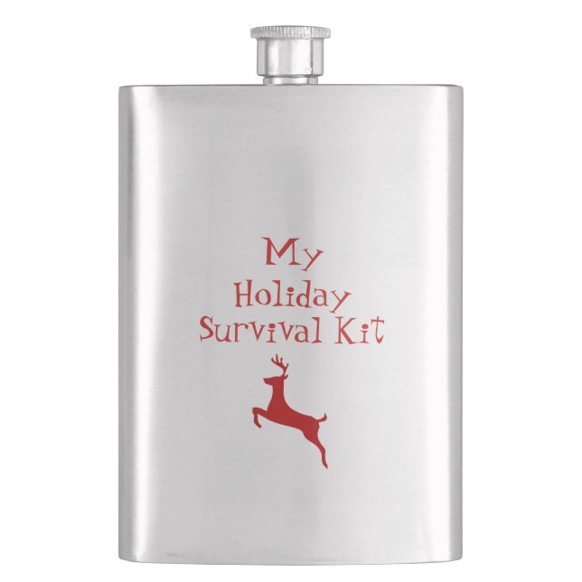Flasque Whimsical Red Deer My Holiday Survival Kit (devant)