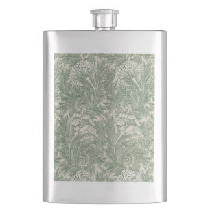 Flasque William Morris tulip fond textile vert