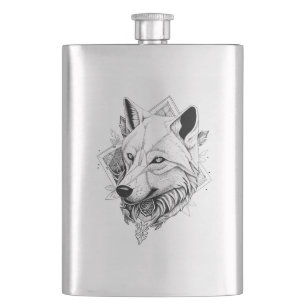 Flasque Wolf Wild Animal Nature Illustration Art tatouage