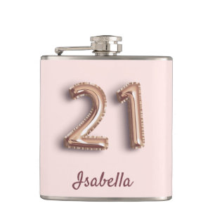 Flasques 21e anniversaire blush rose rose or glam amis