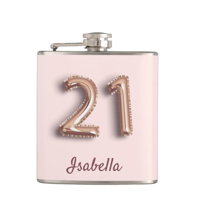 Flasques 21e anniversaire blush rose rose or glam amis (Devant)