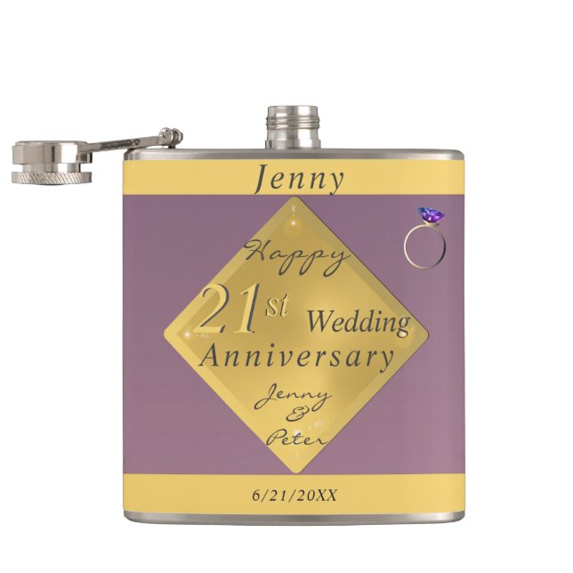 Flasques 21e anniversaire du Mariage laiton et olite (Ouvert)