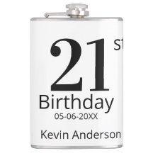 21st birthday bold letter name date simple man boy
