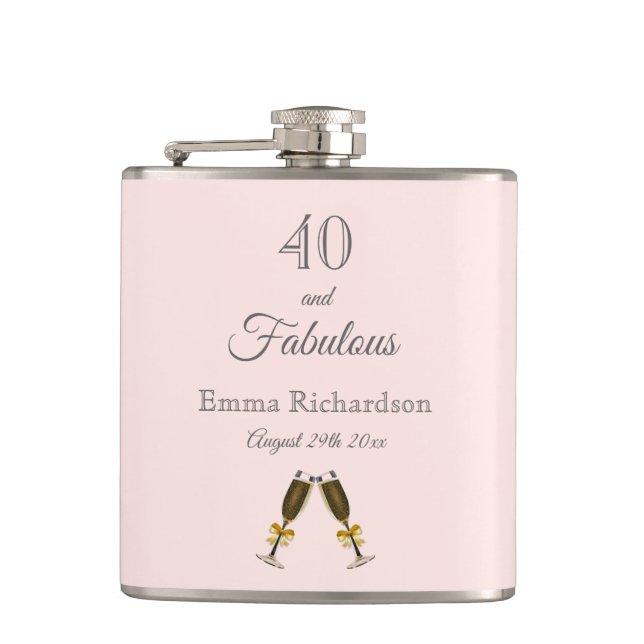 Flasques 40 fabuleux anniversaire rose or blush rose monogr (Devant)