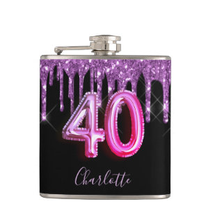 Flasques 40e anniversaire noir violet parties scintillant d