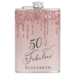 Flasques 50 Fabuleux Anniversaire Rose Parties scintillant 