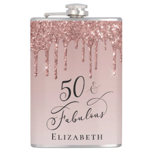 Flasques 50 Fabuleux Anniversaire Rose Parties scintillant
