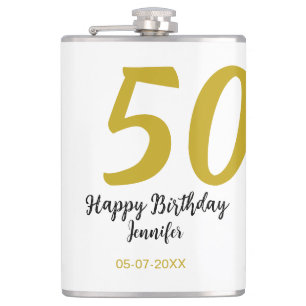 Flasques 50e anniversaire ajouter nom date année noire modè