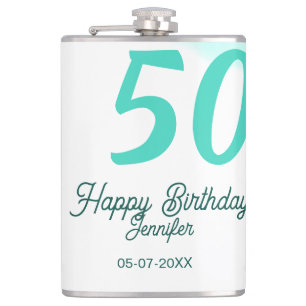 Flasques 50e anniversaire ajouter nom date année vert paste