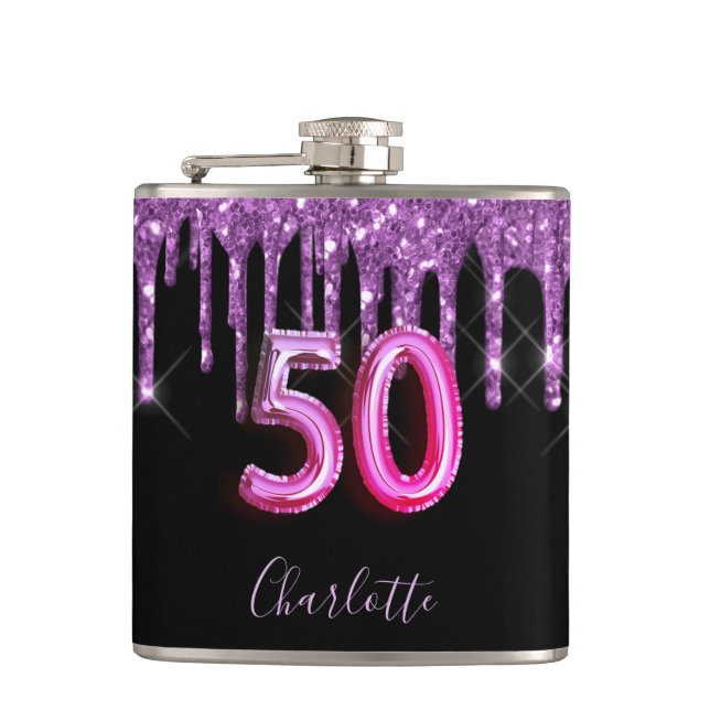 Flasques 50e anniversaire noir violet parties scintillant d (Devant)