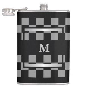 Flasques À damiers noir monogramme
