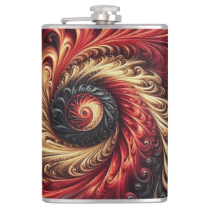 Flasques Abstrait Moderne Rouges, Noir et Or