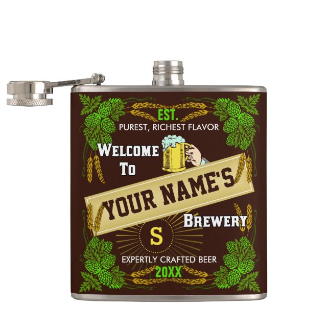 Flasques Accueil personnalisé de brasserie : Bière d'orge (Ouvert)