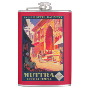Flasques Affiche de voyage de temple de Muttra Krishna