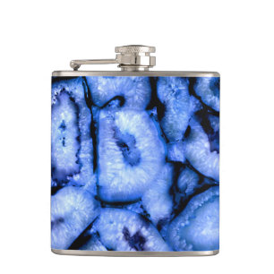 Flasques Agate de quartz bleu, Geodes bleues, motif abstrai