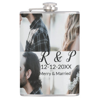 Flasques Ajouter couple photo merisier marié ajouter date a