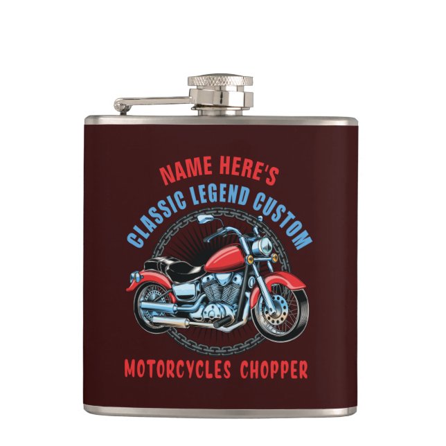 Flasques Ajouter un nom Classic Custom Red Motorcycle Chopp (Devant)