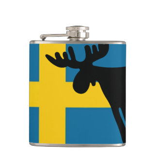 Flasques Älg / Moose med Svenska flaggan