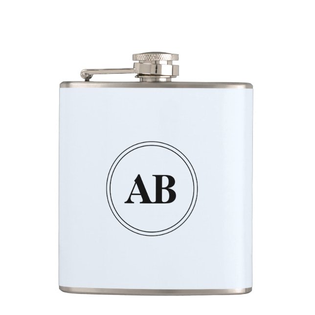 Flasques Alice bleu uni couleur avec monogramme (Devant)